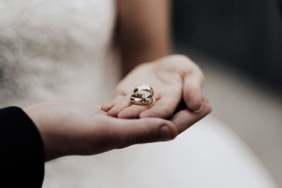 Close up of beautiful wedding rings